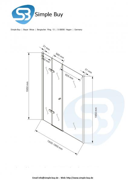 Glas Concept 24 - Orlando - Nischentür - Nischendusche - 8mm ESG - Variation (195x195cm)